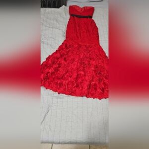 JS COLLECTIONS ~ Red Mesh Rosettes Sweetheart Mermaid